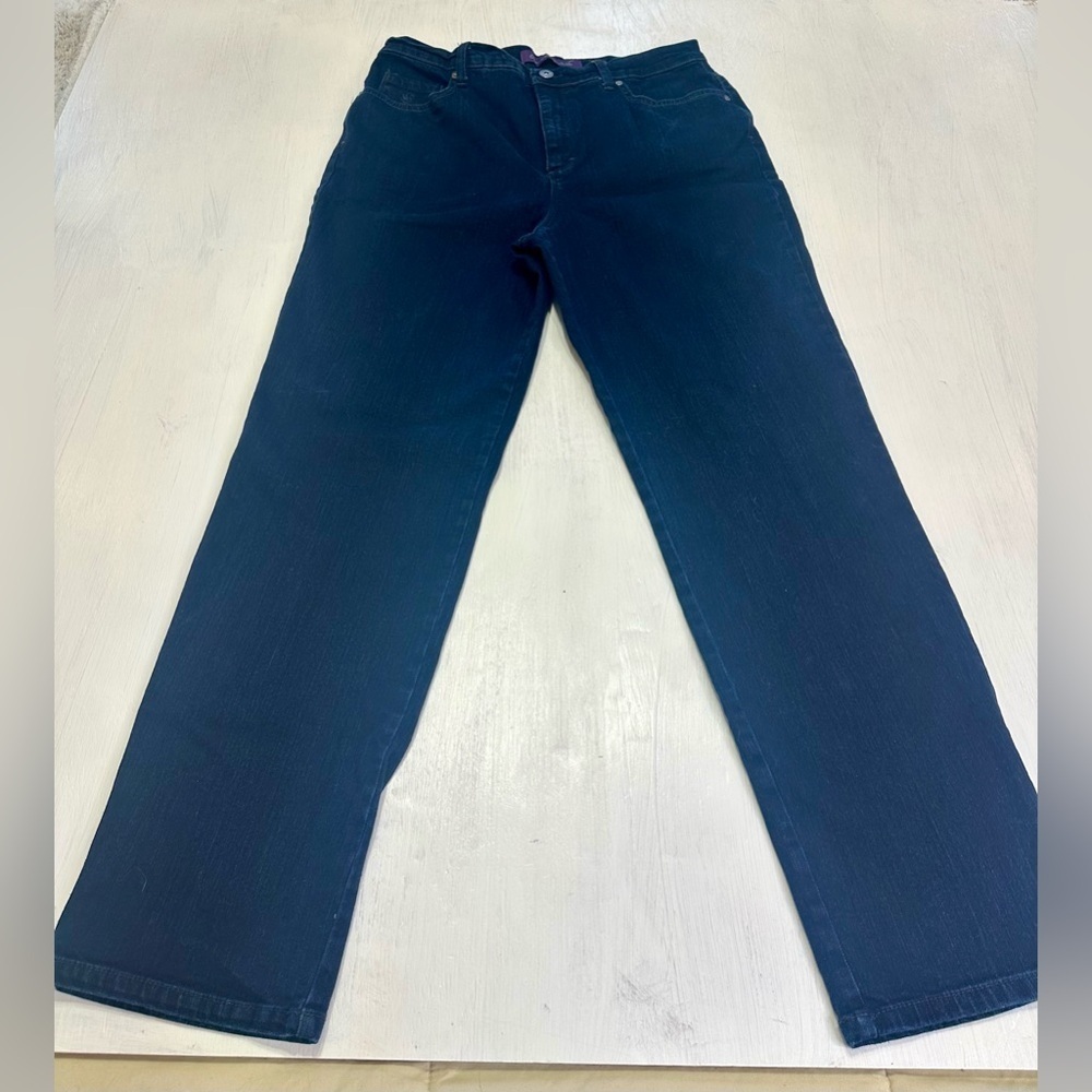 Gloria Vanderbilt Amanda Jeans Women’s 12 Dark Blue Stretch Straight Leg Denim